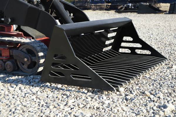 Loflin Fabrication Mini Skid Steer & Compact Tractor Rock Bucket - Iron Elk