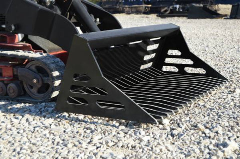Loflin Fabrication Mini Skid Steer & Compact Tractor Rock Bucket - Iron Elk