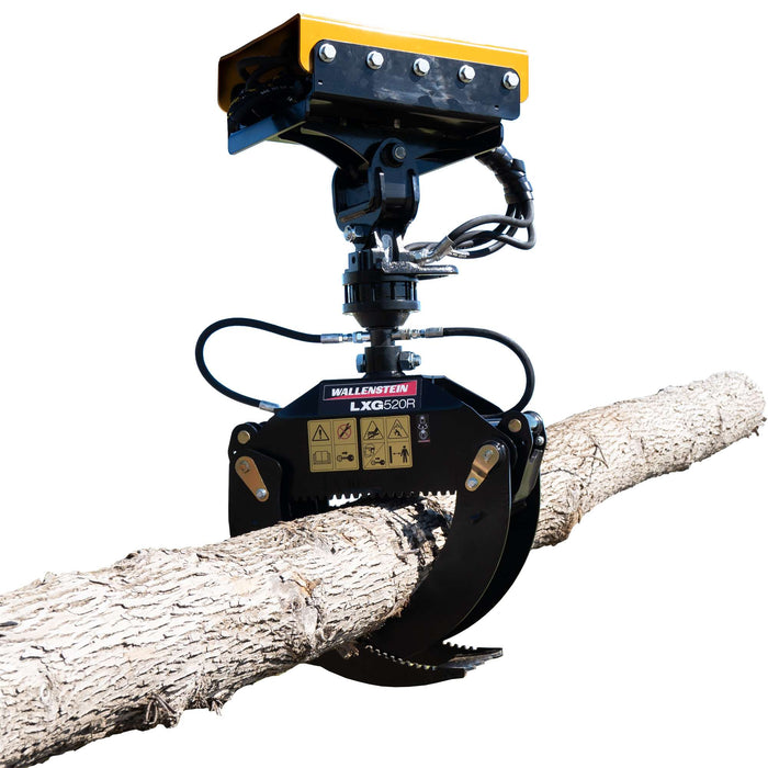 Wallenstein Equipment  LXG520R 360° Hydraulic Rotator (mini - excavator) Log Grapple - Iron Elk